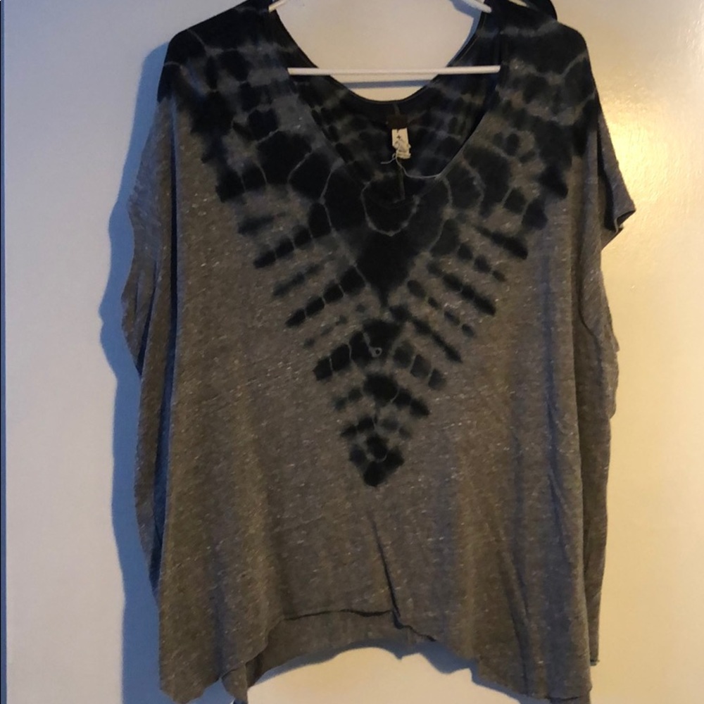 Free People Grey and Navy Top